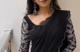 Presenting Special Priya Saree – Elegant Black Georgette Saree for Party Wear Women