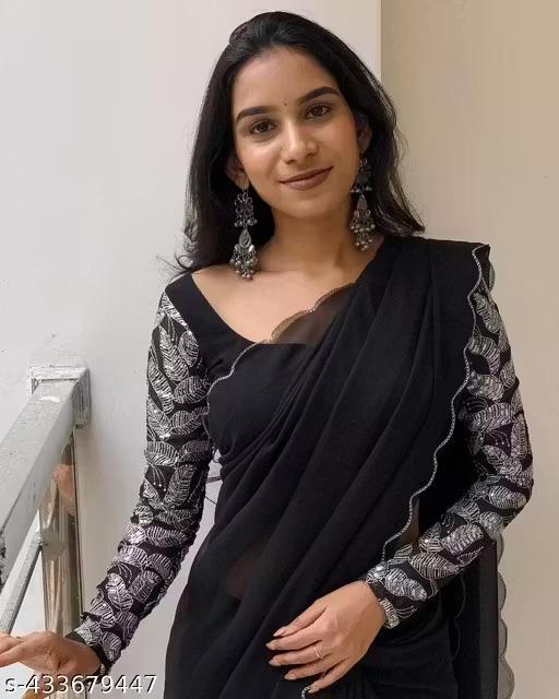 Presenting Special Priya Saree – Elegant Black Georgette Saree for Party Wear Women
